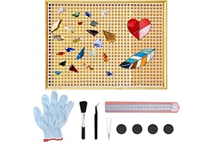 Stained Glass Cutting Mat 17" x 12", Double-Layer Detachable Glass Work Surface with Non-Slip Base & Cleanup Accessories