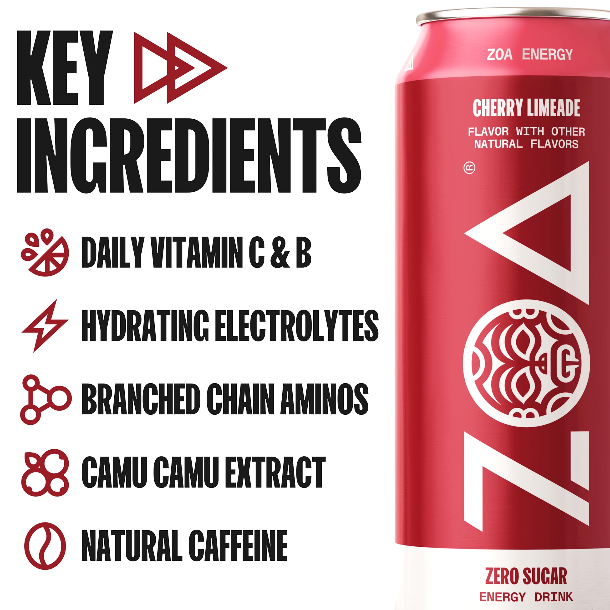 ZOA Sugar Free Energy Drink Bundle Frosted Grape, Cherry Limeade