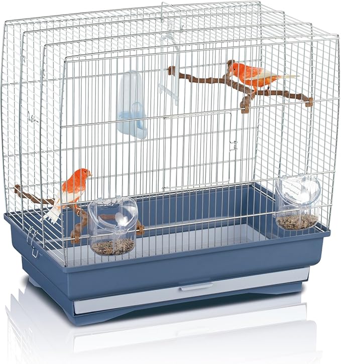 3 Chrome Wire and Blue Base Birds Cage Amazon.co.uk Pet Supplies