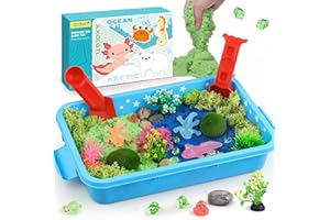 Kaelinda Axolotl Sensory Bin for Kids - Axolotl Toys Sand Sensory Toy with Lid, Art and Craft Axolotl Gifts Sensory Bin Sand for Kids Boys Girls 3-4 5-8 8-12 Birthday