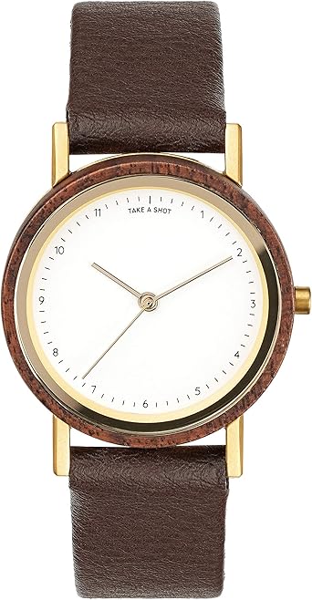 TAKE A SHOT Reloj de madera - Pequeño reloj de pulsera de madera para mujer de cuarzo analógico con caja de madera, diámetro 30 mm, LIV