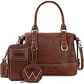 Wrangler 3Pcs Doctor Bag Sets for Women Top-handle Satchel Bag with Cell Phone Handbag and Coin Purse