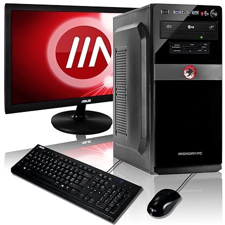Memory Komplett-PC (Intel Core G5400 2X 3.7 GHz, 8 GB DDR4, 250 GB SSD) + 22' LED Bildschirm ASUS VS228NE, Tastatur Set Bundl