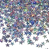 Yuomeaz Star Confetti, 6mm Silver Star Sequins for Table, Birthday, Wedding, Party, Spring Festival Decorations (30g, 3000Pcs)