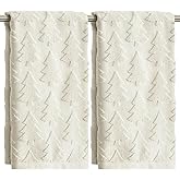 Artoid Mode 2 Pcs Beige 3D Xmas Tree Jacquard Christmas Hand Towels for Bathroom, 100% Cotton Soft Absorbent Bathroom Decor Towels, 13.7 x 29.5 Inch
