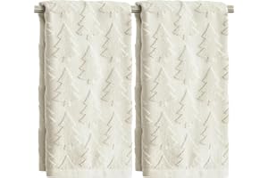 Artoid Mode 2 Pcs Beige 3D Xmas Tree Jacquard Christmas Hand Towels for Bathroom, 100% Cotton Soft Absorbent Bathroom Decor Towels, 13.7 x 29.5 Inch