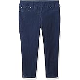 Ruby Rd. Womens Womens Petite Mid-Rise Pull-on Straight Extra Stretch Denim Ankle Pant