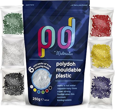 Polydoh Formbarer Kunststoff, inkl. 6 Packungen Färbegranulat (250g