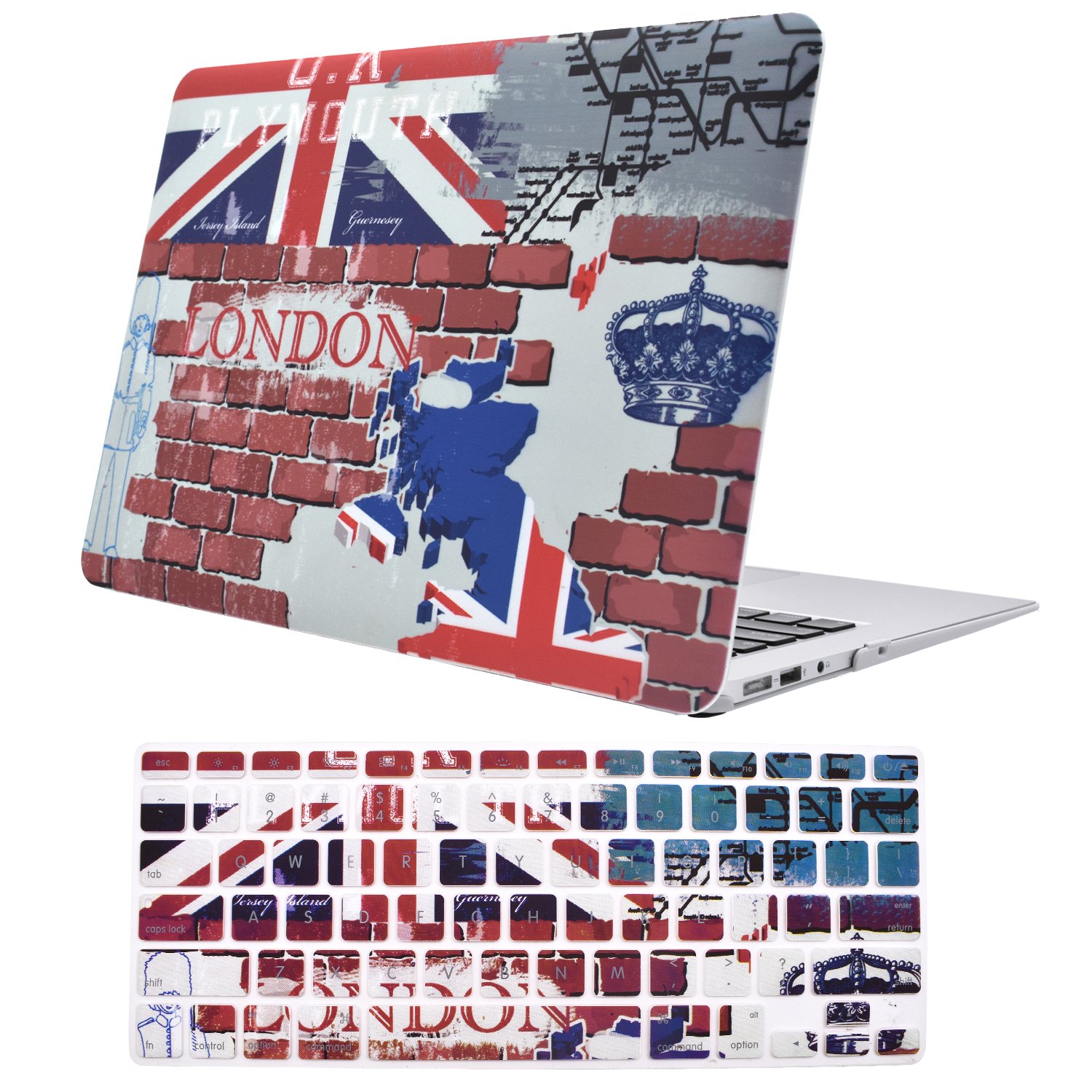 EGONE Macbook Air Case Cover Flag Painting Plastic Hard Protective Shell & Keyboard Cover For 13\