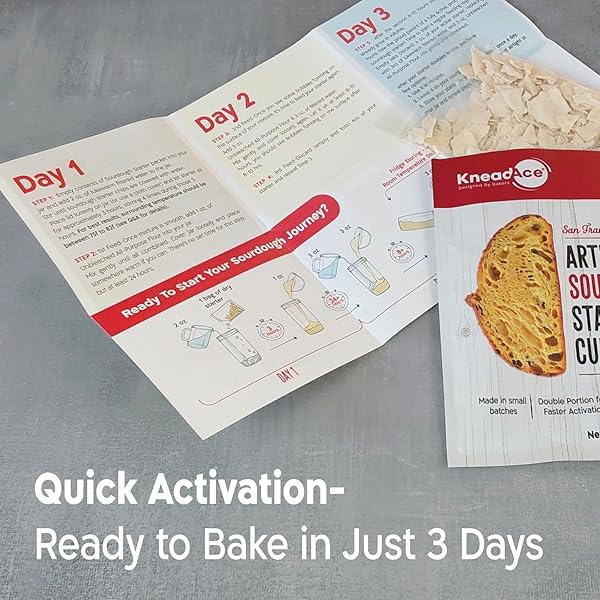 KNEADACE SOURDOUGH STARTER CULTURE – FAST-ACTIVATING NATURAL WILD YEAST FOR HOMEMADE BREAD – DEHYDRATED SOURDOUGH STARTER FOR BAKING ARTISAN LOAVES, EASY TO USE & PERFECT FOR BEGINNERS