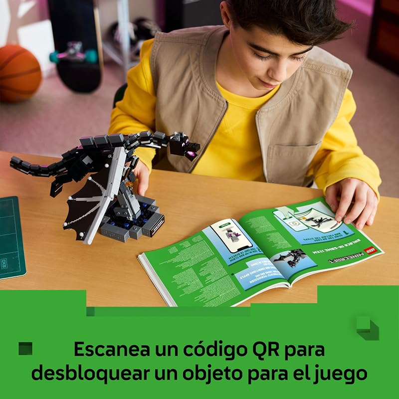 Minecraft The Dragon Ender – Figura articulada com asas a bater – Brinquedo interativo com portal de saída para decoração de divisões – Presente para rapazes e raparigas 10+ anos – 21595