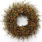 JDKPK 26 Inch Fall Boxwoods Wreaths for Front Door Large Wreath Home Decor | Artificial Autumn Wreath Porch Window Farmhouse Door Decoration Harvest Thanksgiving Indoor Outdoor Wreath Hanging Decor