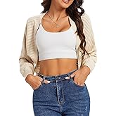 Genhoo Open Front Bolero Shrug for Women Long Sleeve Cropped Cardigan Sweaters Crochet Dressy Cardigans for Dresses
