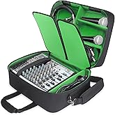 USA GEAR Audio Mixer Case - DJ Mixer Travel Bag with Customizable Interior & Water Resistant Exterior Compatible with Behringer Q1202USB, Mackie ProFX8v2, Yamaha MG10XU & More - Green