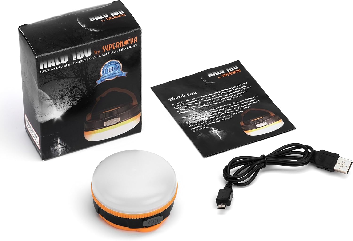 Supernova Halo 180 Extreme Rechargeable LED Camping and Emergency Lantern - The Brightest Most Versatile Tent Light Available - Backpacking - Hiking - Auto - Home - College - Scouting (Cadmium Orange) : Sports & Outdoors