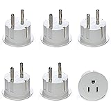 Orei American USA to European Schuko Germany Plug Adapters CE Certified Heavy Duty - 6 Pack - Perfect for Travelling with Cel