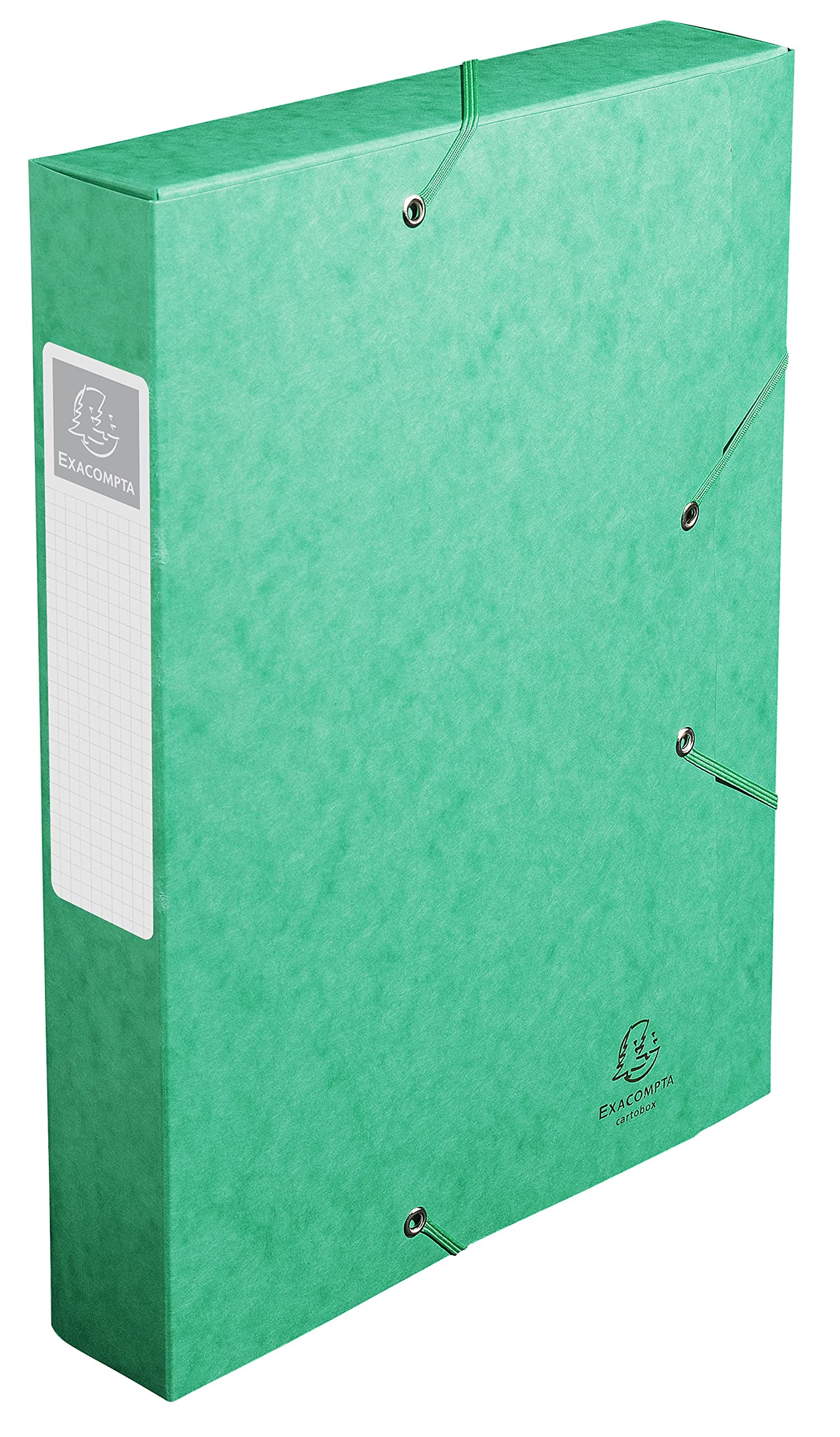 Exacompta - Ref. 16003H - 10 CARTOBOX filing boxes with rubber bands - delivered flat - 6 cm spine - 7/10th glossy card - 600g/m² - dimensions 25x33cm - A4 filing format - green color
