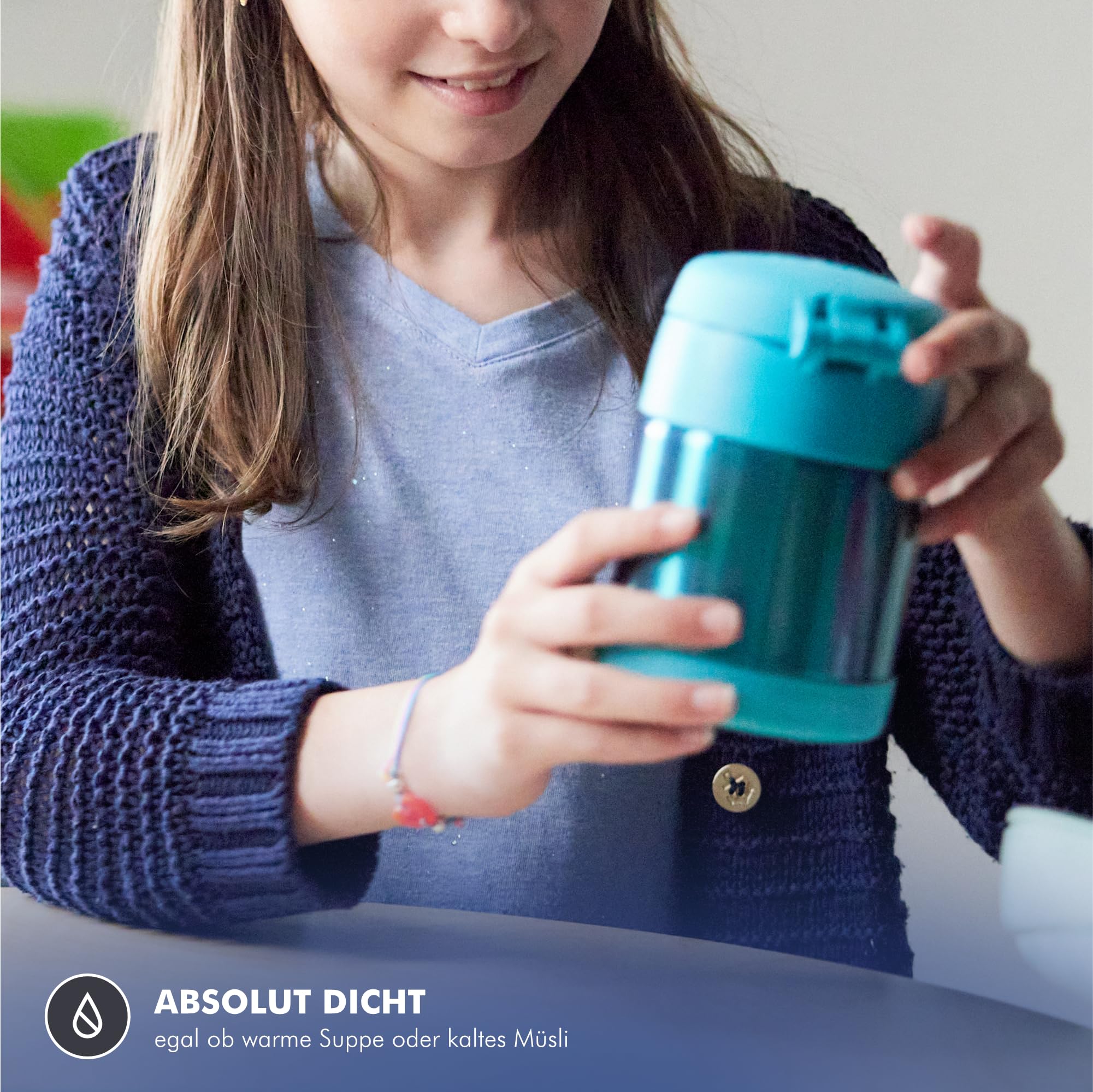 RMOVR THERMOS kids FUNTAINER FOOD JAR 0,30l, ocean teal, Thermobehälter für Essen mit Löffel für Kinder, 5 h heiß / 7 h kalt, absolut dicht für Suppe, Müsli, Pause 5