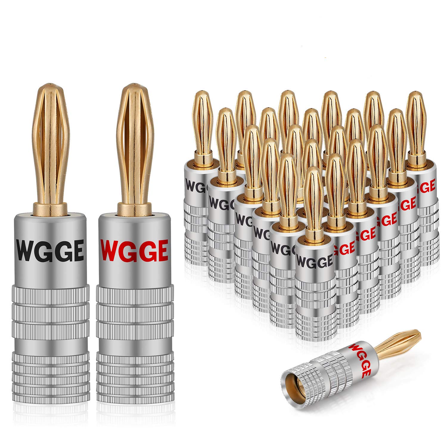 WGGE WG009 Banana Plugs Audio Jack Connector 12 Pairs / 24 pcs, 24k
