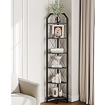 6-Tier Corner Shelf, Industrial Corner Bookshelf, 71.2