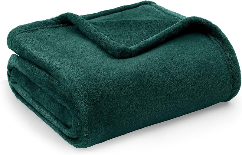 Bedsure Fleece Throw Blanket 150x200 cm Forest Green Microfibre