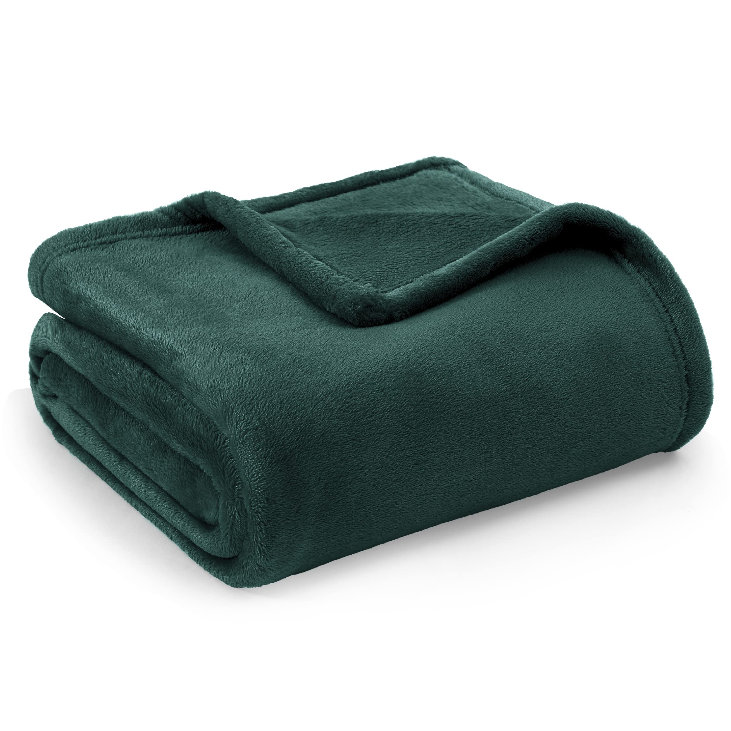Bedsure Fleece Throw Blanket for Sofa - Soft Cosy Fluffy Blankets for Bed, Warm Single Throws for Audlts, Forest Green, 130x150 cm