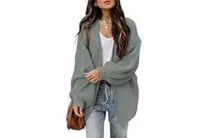 Jhsnjnr Womens Oversized Lantern Long Sleeve Sweaters Casual Chunky Knit Open Front Cardigan