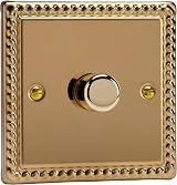 Varilight HG3 V-Dim Rotary Dimmer 1 Gang 400W Polished Brass Push On/Off 1-2 Way