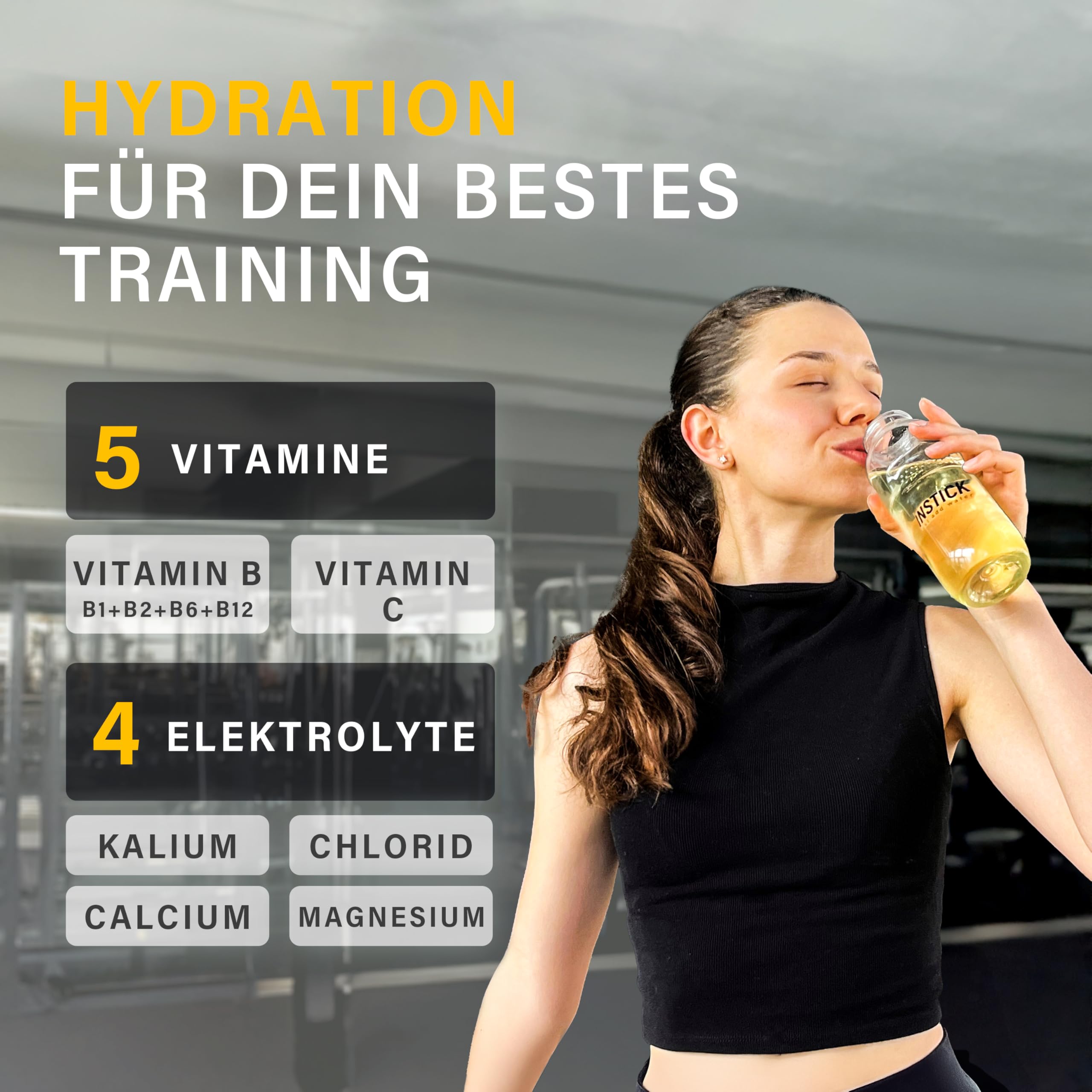 INSTICK Sport Active Citrus – Elektrolyte Pulver, Instant Fitness & Sport Getränk – 12×0,5 L – Zuckerfrei, kalorienarm, mit Vitaminen – vegan 3