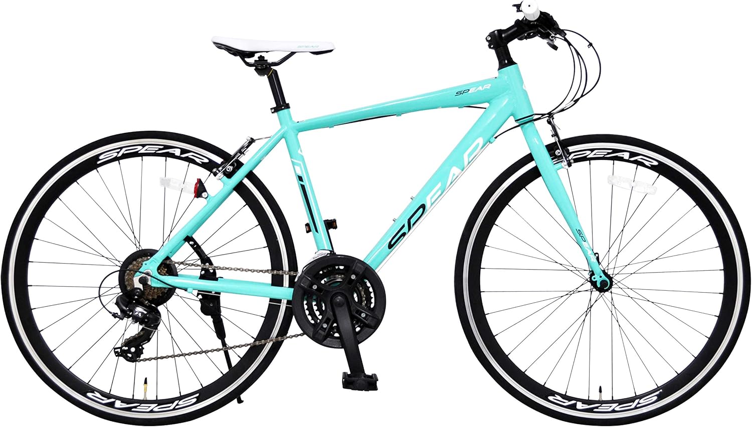 Amazon Spear スペア クロスバイク 700ｃ アルミフレーム シマノ製 21段変速 Spca 7021 ディレーラー Tourney ターニー 1年保証付 適用身長160 以上 グリーン Spear スペア クロスバイク