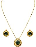 JFL -Traditional Ethnic One Gram Gold Plated Diamond Designer Pendant Set for Women & Girls.