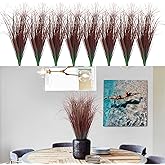 LUZOGA 24Pcs Artificial Grass Plants, Faux Shrubs Wheat Grass, Artificial Tall Grasses Fake Plants for Outdoor Decor,Artificial Greenery Stems Weed for Room Indoor Home Decor(Red)