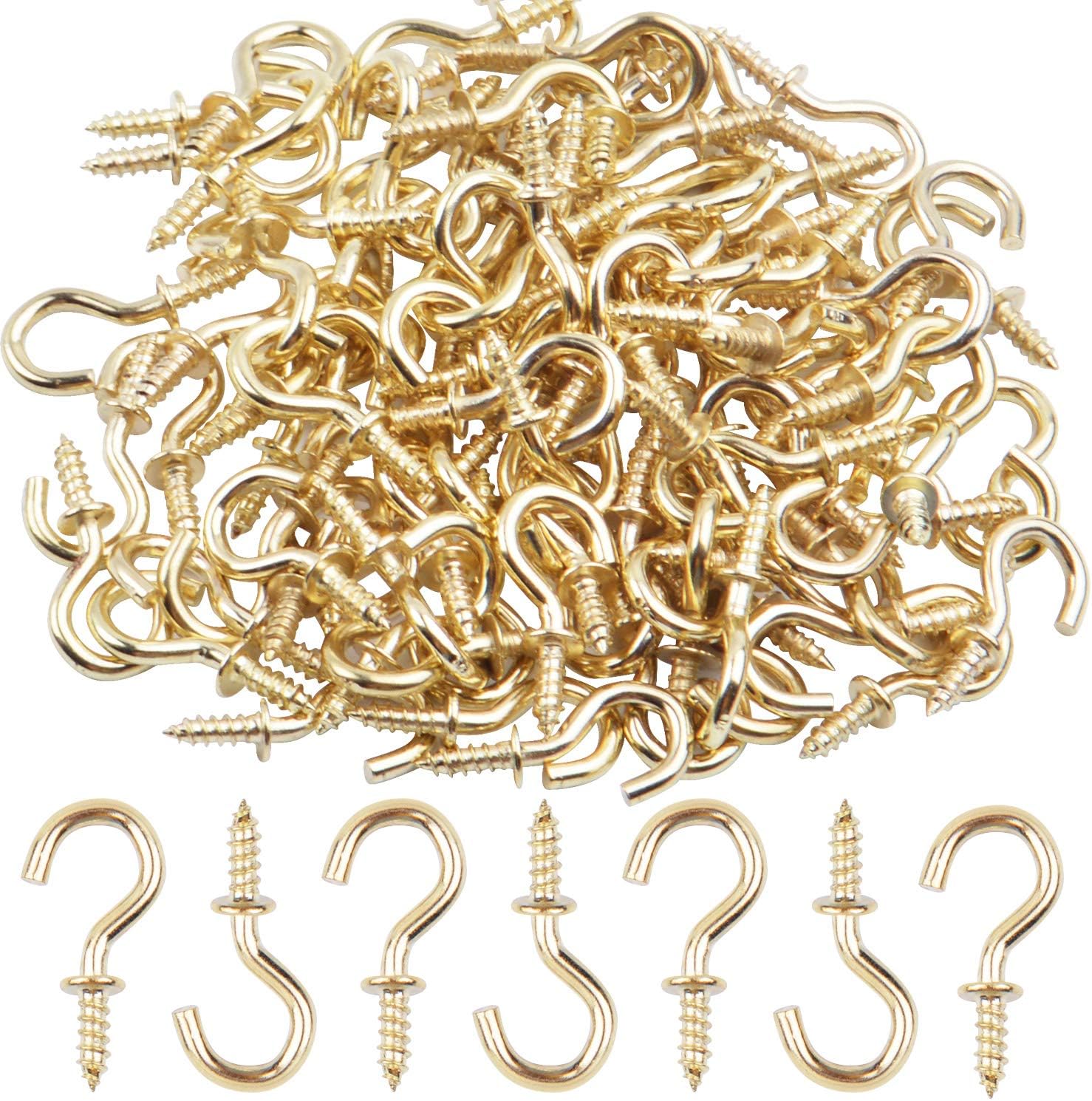 Aylifu Ceiling Screw Hooks, 100 Pieces 1/2 Inch Cup Hooks Screwin
