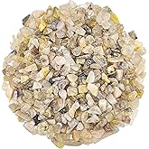 Gold Rutilated Quartz Chips Natural Crystal Stones 0.3-0.35 Inch Small Tumbled Gemstones Bulk for Reiki Healing DIY Crafts Va