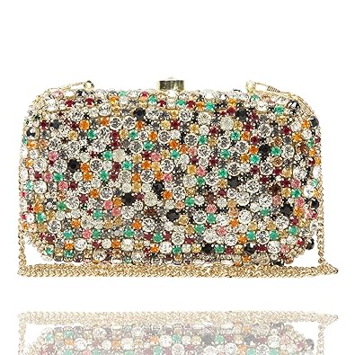 Unibrand Diamonds Clutch Handmade Designer Box for Women and Girl (Multicolour)