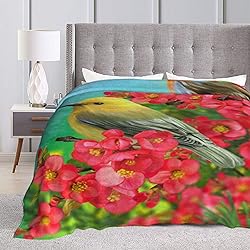 Jbofyee Spring Birds Blooming Flowers Throw