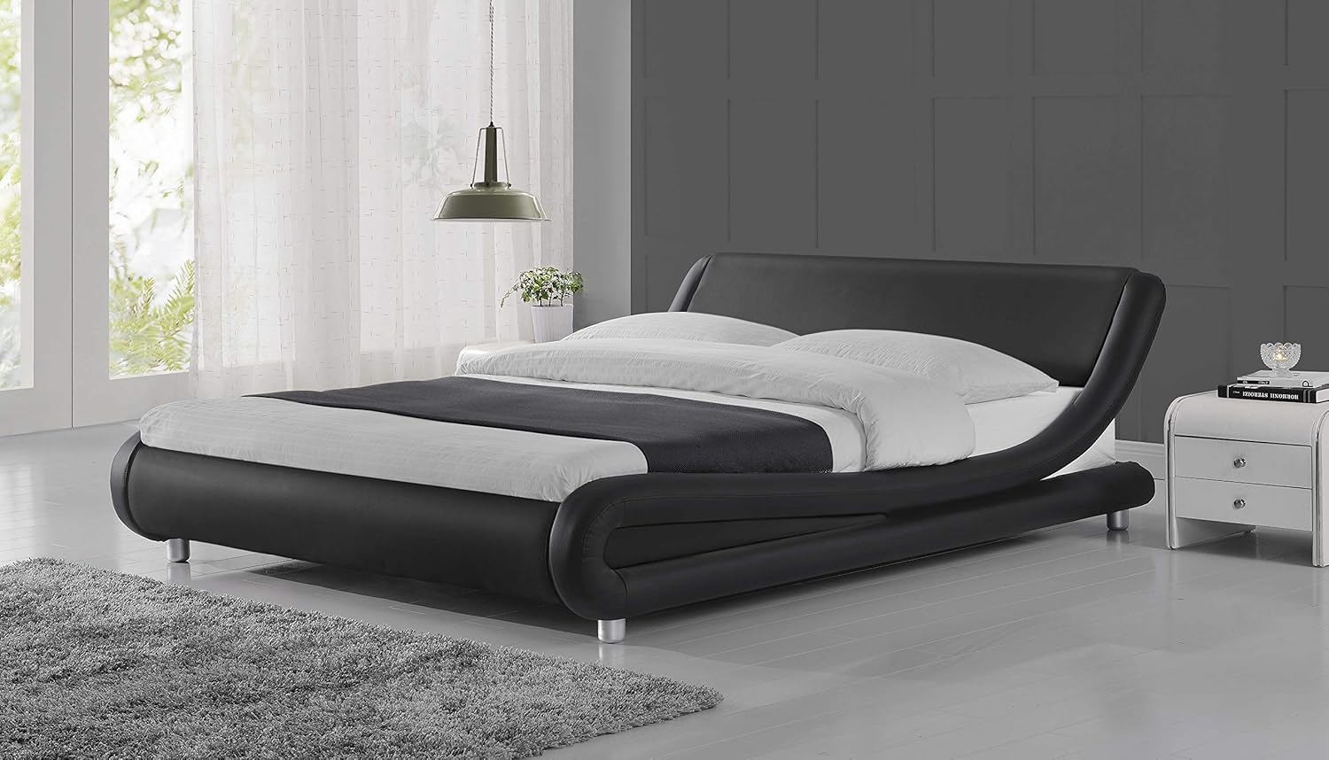 Urest King Bed Frame Deluxe Solid Modern Platform Bed With Adjustable Headboard Faux Leather Bed Frame With Wood Slat Support Black Amazon In Furniture Premier Zurich Platform Bed Frame