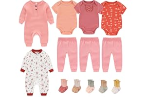 Ruliby Baby Bodysuit and Pant Sets Ribbed Romper Soft Newborn Boy Girl Clothes Outfits Layette Gift Set