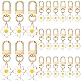 Landical 24 Pcs Flower Keychain Daisy Bag Purse Charms Bulk Key Ring for Adults Women Handbags Backpack Accessories