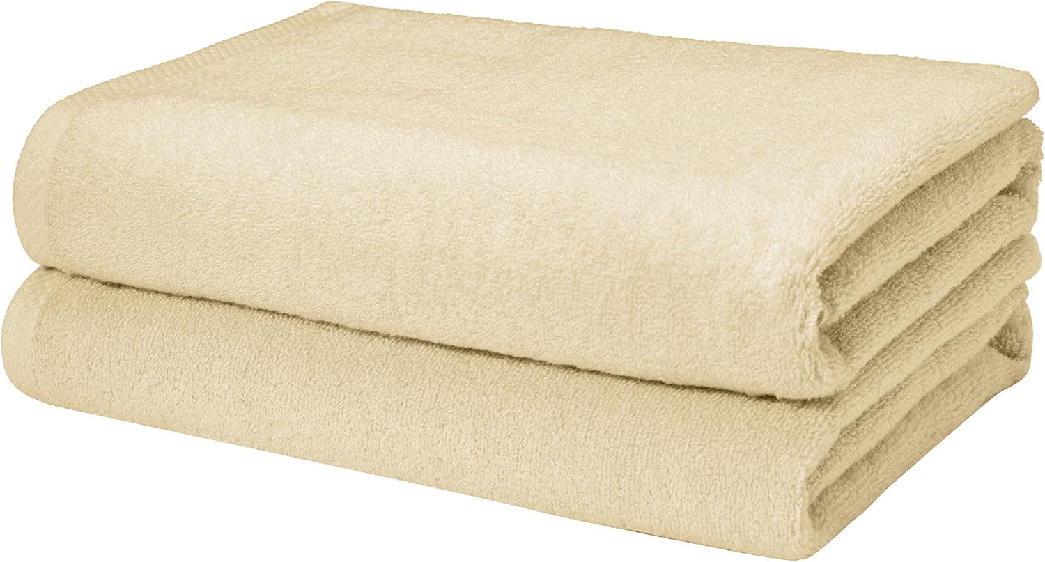 Basics Quick-Dry, Luxurious, Soft, 100% Cotton Towels, Linen - Set of 2 Bath Towels: Home & Kitchen