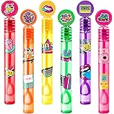 24PCS 90s DIY Bubble Wands Party Favors 96PCS Stickers for Goodie Bag Fillers Pinata Stuffers, Mini Bubble Bulk Birthday Party Supplies Toys Gifts Class Prizes for Toddlers Boys Girls