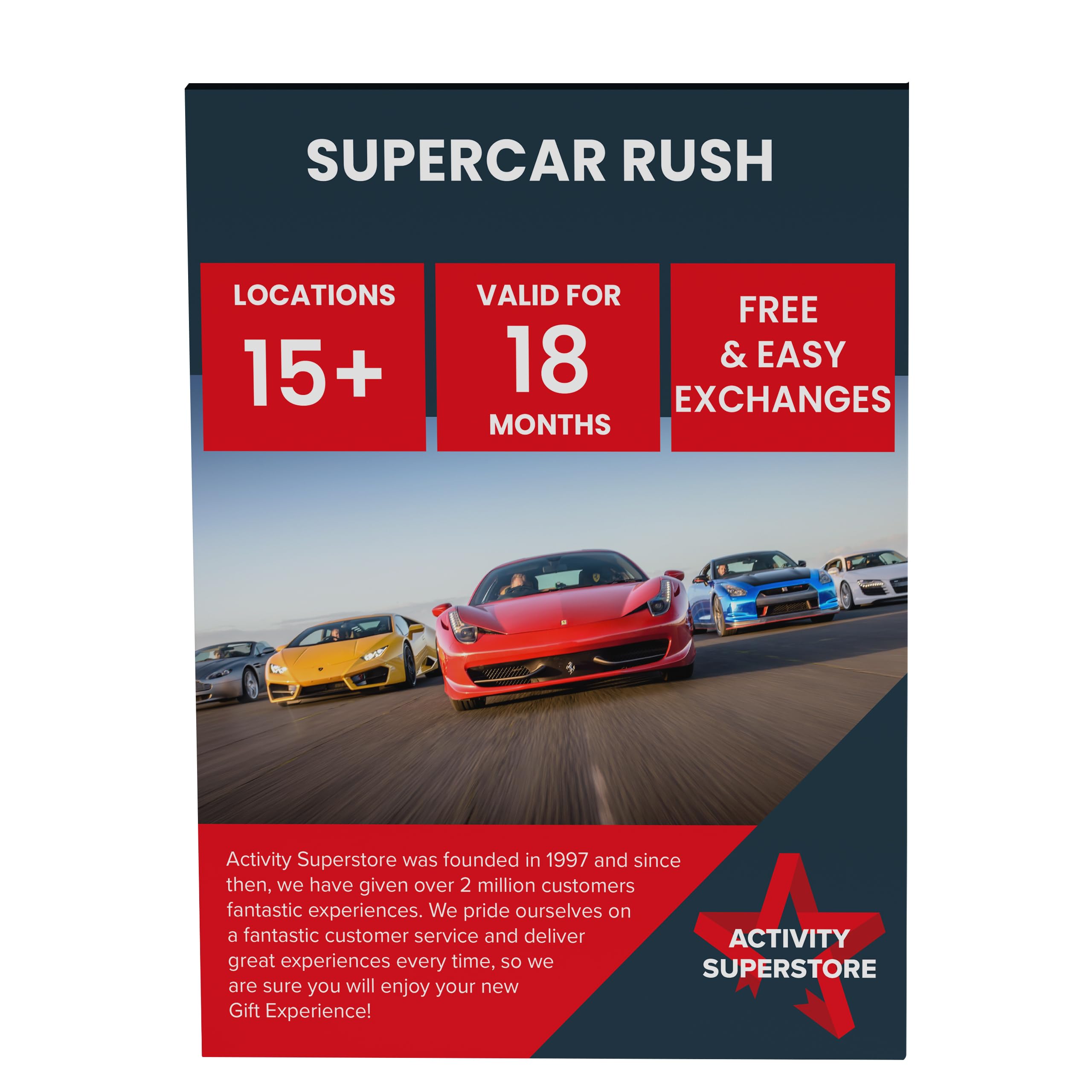 Activity Superstore Supercar Rush Driving Gift Experience Voucher, Available at 15+ UK Locations, Driving Experience Days, Birthday Gifts, Car Gifts