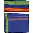 Stylesindia Men's Cotton Colored Single Layer Thalapathy Dhoti with Angavastram (Towel)