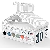 Neaties Plastic Hangers 30 Pack – Made in The USA – 6lb Capacity Standard Clothes Hangers with Strap Hooks for Dresses, Lingerie, Shirts, Pants, and Jackets – White