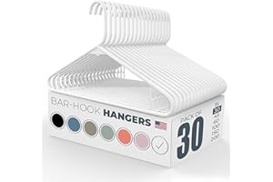 Neaties Plastic Hangers 30 Pack – Made in The USA – 6lb Capacity Standard Clothes Hangers with Strap Hooks for Dresses, Lingerie, Shirts, Pants, and Jackets – White