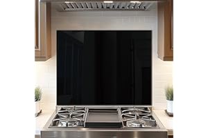 DAIFURONGE Tempered Glass Backsplash For Kitchen Behind Stove,Black Stove Back Top Cover,Easy to Clean Glass Splashback, Sink Cover Splash Guard,Home Kitchen Wall Decor (30"x24"(76.2x60.96cm))