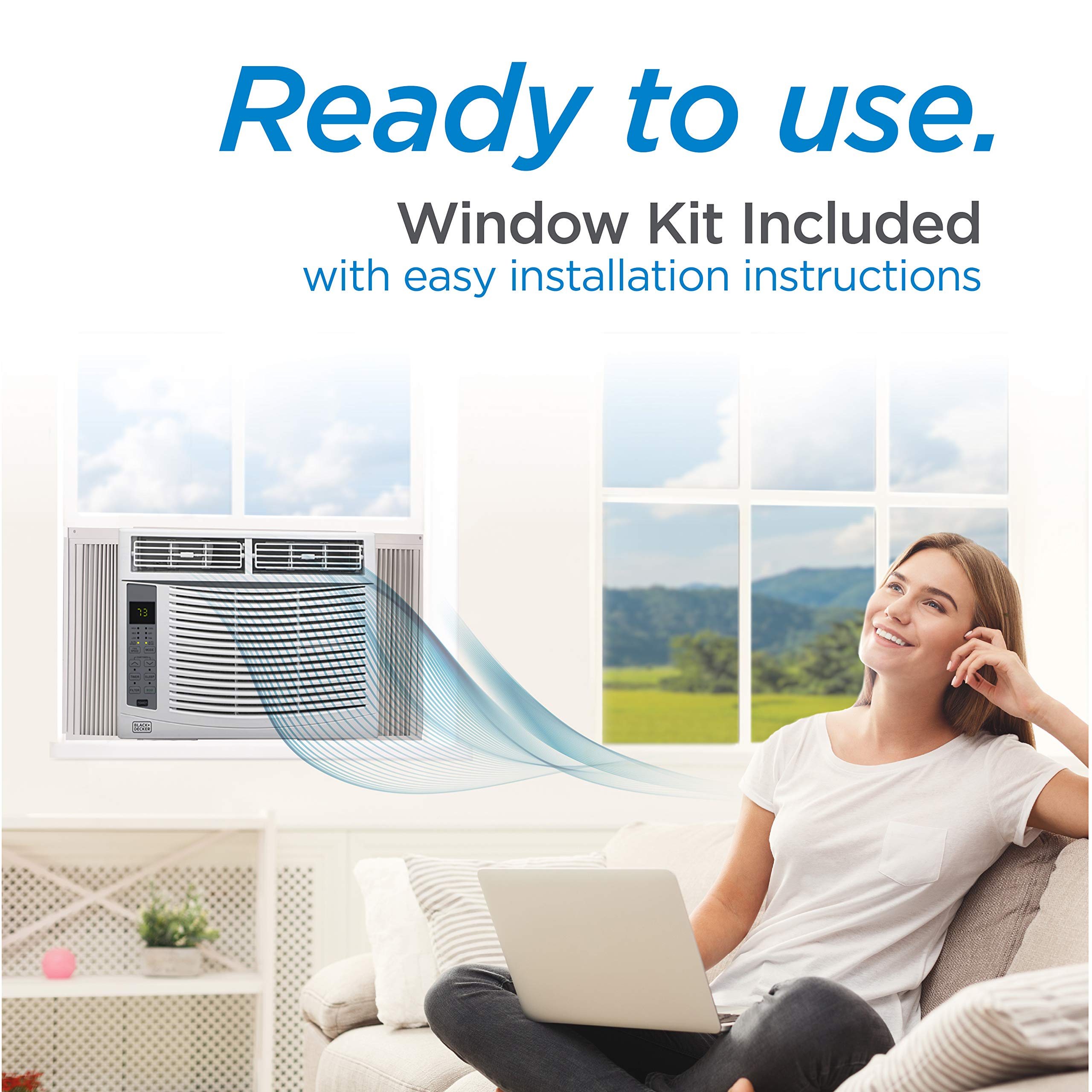 BLACK+DECKER BWAC06WT6 6000 BTU Window Air Conditioner Unit, AC Cools Up to 250 Square Feet, Energy Efficient, White