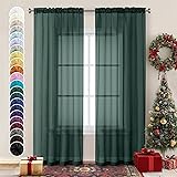 Chyhomenyc Hunter Green Sheer Curtains 84 inches