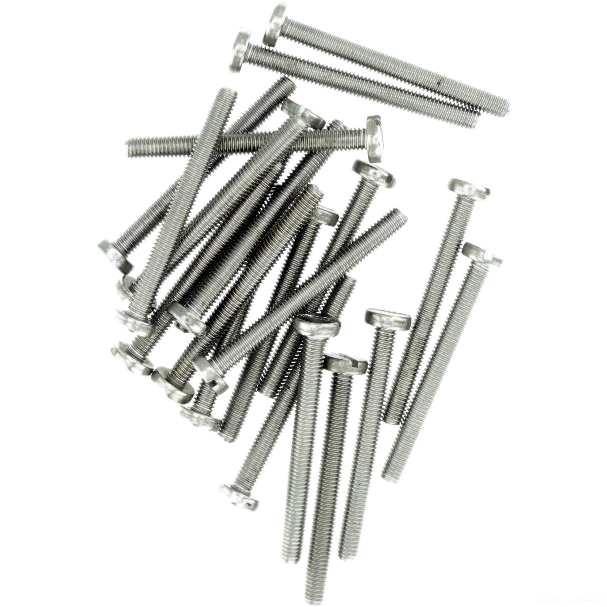 M2.5 (2.5mm x 6mm) Slot Pan Machine Screw (Bolt) - Stainless Steel (A2) (Pack of 20)