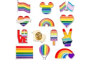 Dvbonike 12Pcs Rainbow Gay Pride Pins Parade Accessories Sets LGBT LGBTQ Flag Love is Love Enamel Pin Decorations Festivals Ornaments Colorful Decoration for Backpacks Hats Clothes Bags for Lesbian